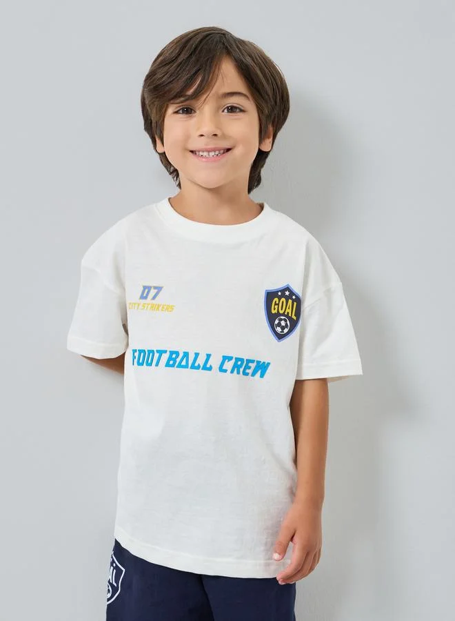 ستايلي طقم تيشيرت قطن مطبوع وشورت